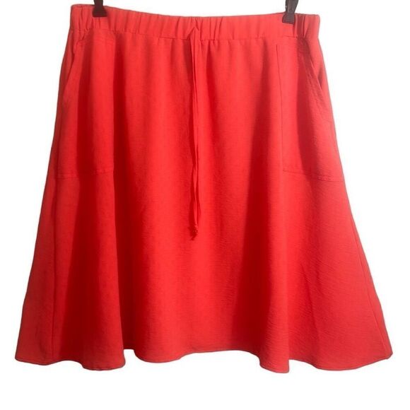 Soho rich coral orange swing skirt with pockets and stretch waist XL - Picture 2 of 8